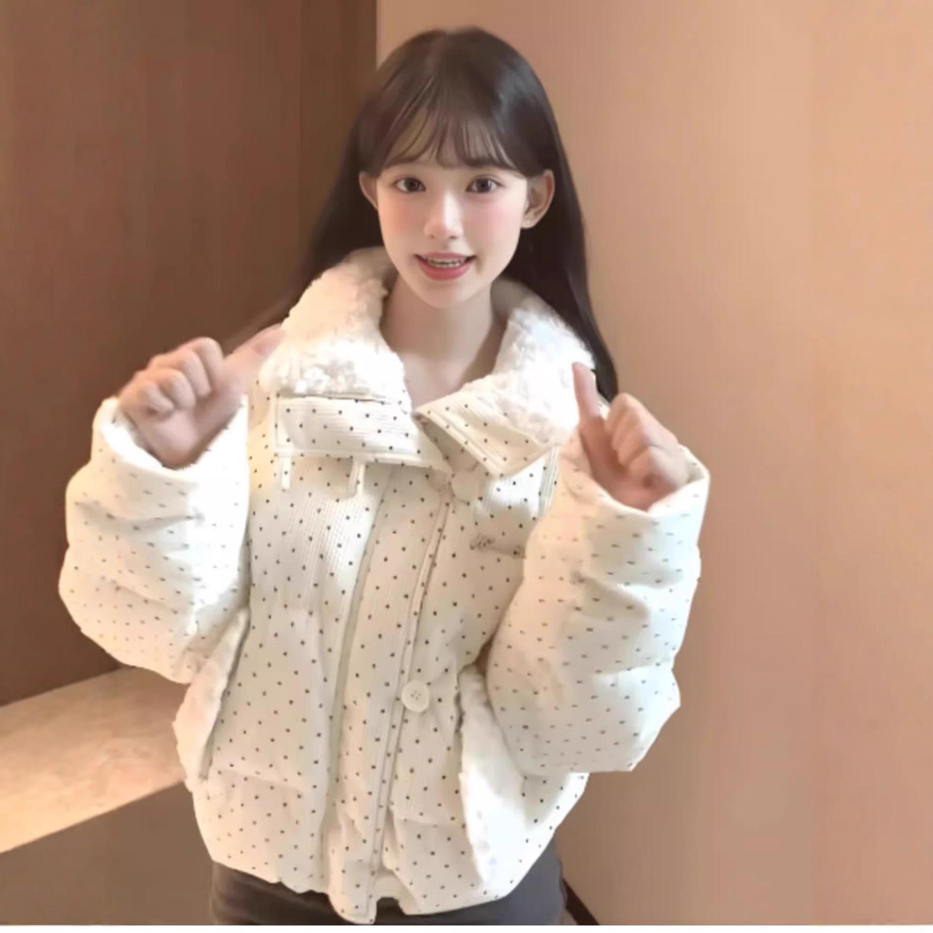 

Новая хлопковая одежда Женская короткая куртка с утолщенной хлопковой подкладкой из овечьей шерсти Зимнее пальто XL белый