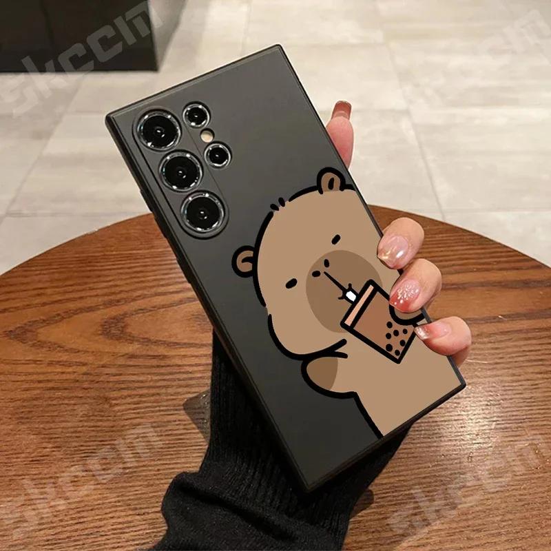 Cartoon Cute Capybara Phone Case For Samsung Galaxy S24 Ultra S23 FE S22 S20 Plus A73 A72 A71 A55 A54 A51 A50 A35 A15 Cover