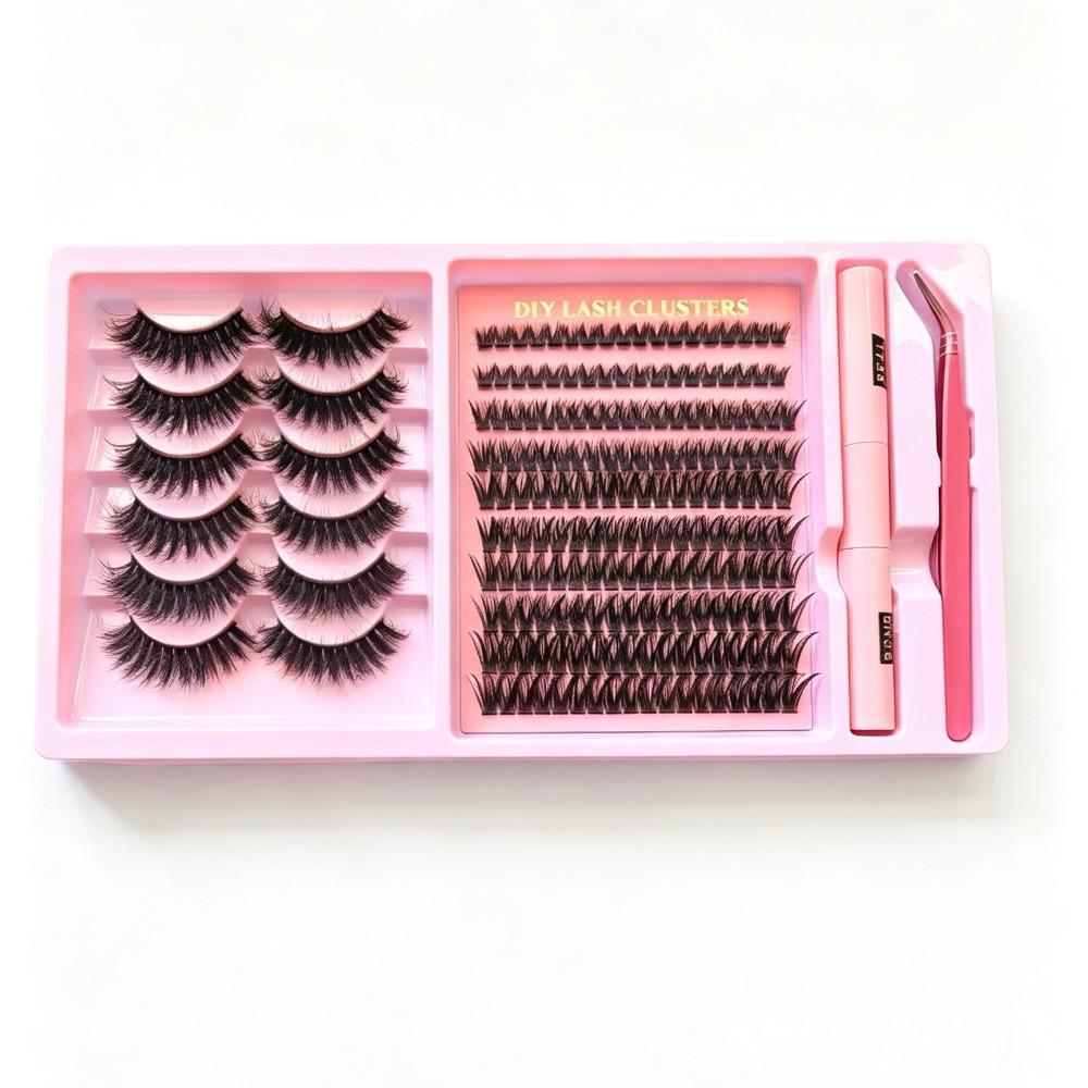 Natural curl Individual Segment Lashes Dense Volume DIY Eye Lashes False eyelash set Daily Makeup