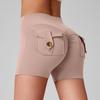 Women's High Waist Peach Butt Yoga Shorts with Pocket - Quick-Dry, High Elastic Fitness Running Pants