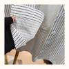Women's White Striped Oversized Long Sleeve Shirt Casual Loose-Fit Blouse