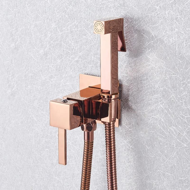 Rose Gold Bidet Shower Faucet Douche Bidet Faucet Muslim Ducha Higienica Hot Cold Water Mixer Tap Toilet Bidet Shower