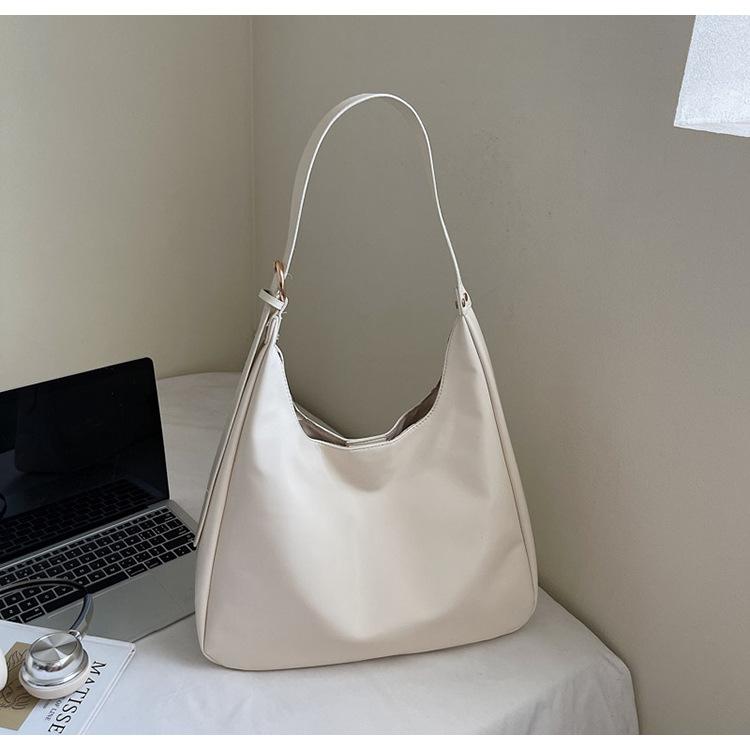 

2025 simple solid color underarm bag female large-capacity student class tote bag versatile shoulder messenger commuter bag