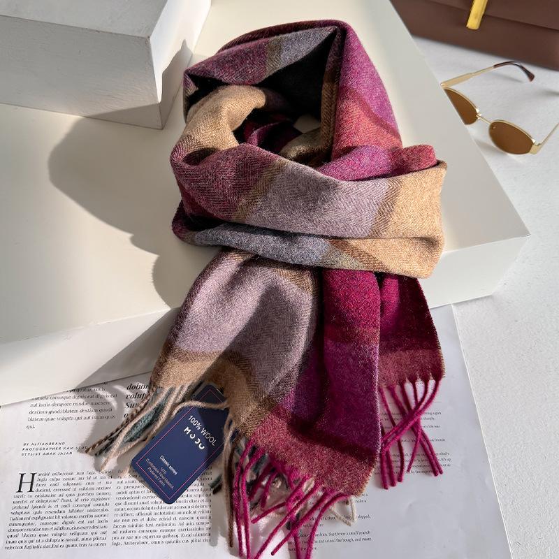 Wollschal für Damen, Herbst/Winter, Vintage-Preppy-Stil, kariert, Wickelschal, Pashmina Mujer Femme Foulard Bufanda Schal Stola