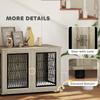 Indoor Dog Crate Furniture End Table With Soft Washable Cushion Lockable Front Door For Extra Large Dogs Grey