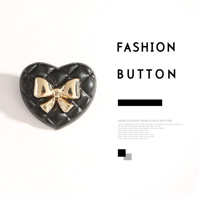 10Pcs Black Love Metal Buttons Versatile Square Clothes Coat Trench Coat Jacket Decorative Buttons Women'S Buttons