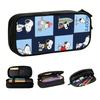 Cute Checkered Plaid  S-Snoopy Anime Dog  Pencil Case for Girls Boys Big Capacity  Pencil Bag Stationery
