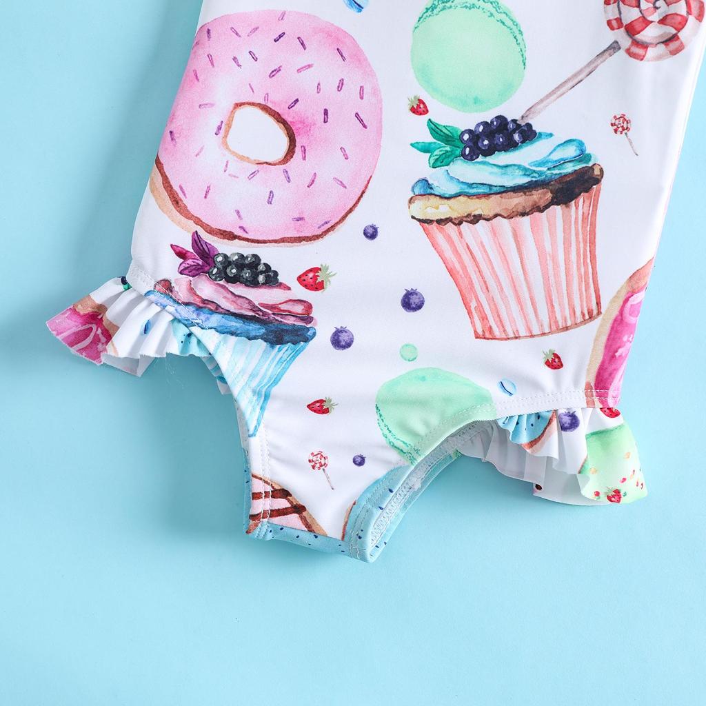 Summer Donut Lollipop Print Swimsuit for Girls