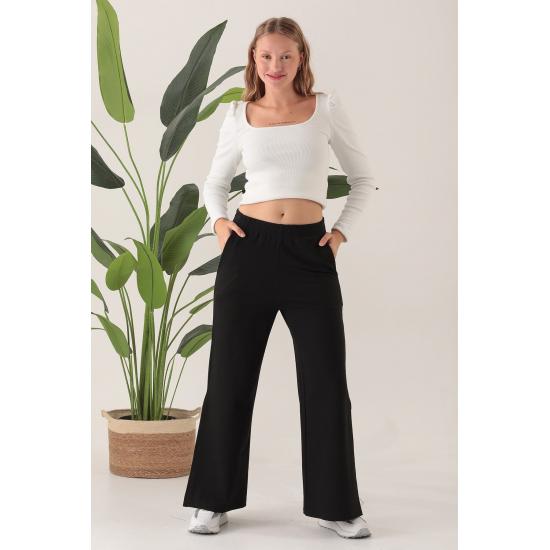 Women's Pocketed Slit Sweatpants Trousers