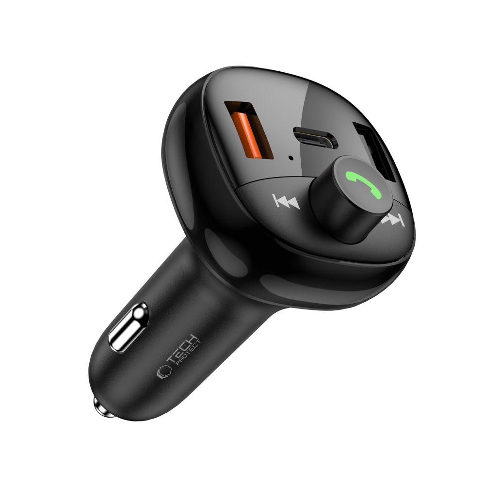 Ładowarka samochodowa z transmiterem USB-A USB-C PD 72W - czarna