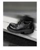 2024 Men's Genuine Leather Round Toe Derby Shoes - British Style, Thick Sole, Black Boots