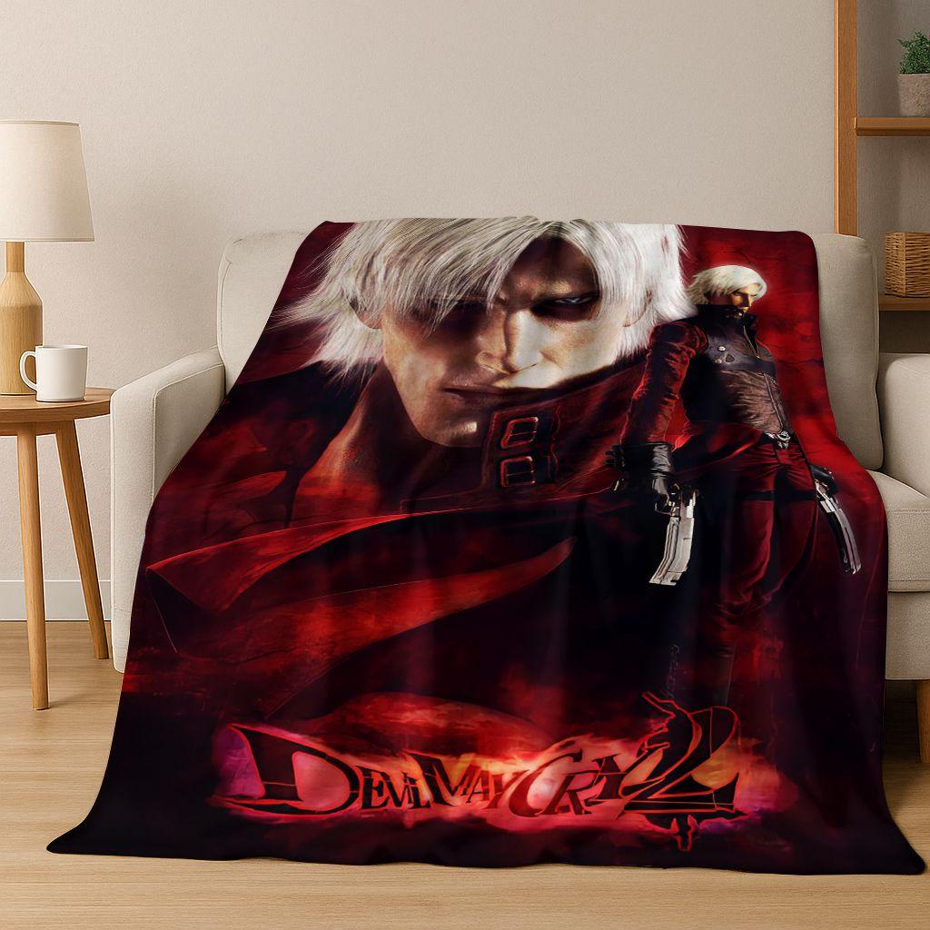 3D D-Devil May Cry DMC Hry Vergil Dante Flanelová deka, Teplá a útulná měkká přehozová deka pro domácí ložnici postel pohovku Dětský dárek