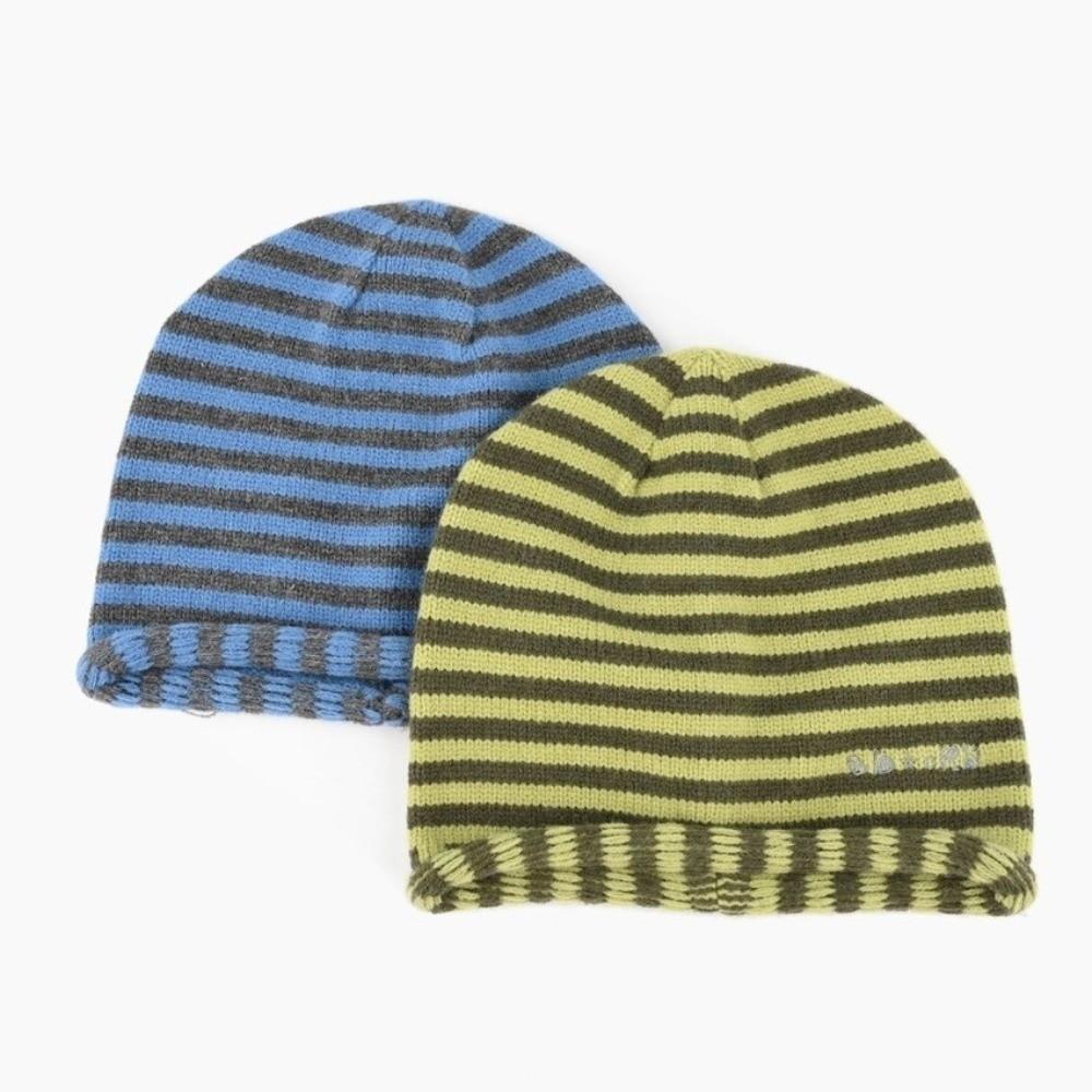Soft Warm Striped Knit Beanie Cold Proof Slouchy Knitted Hat Autumn Winter Skullcap Men Women