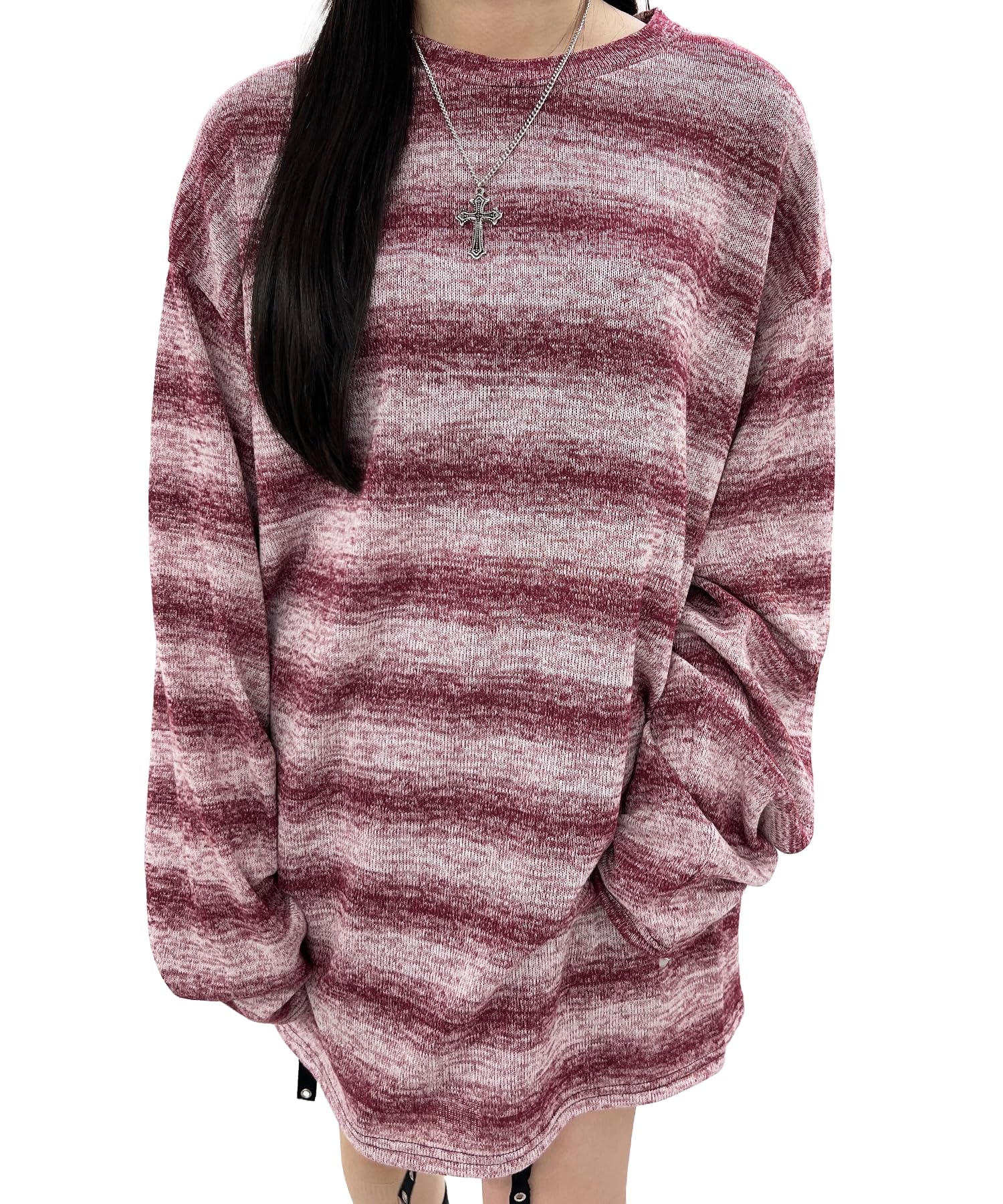 

WEGO Figments Ombre Striped Knit Long Sleeve Big Spring Korean Oversized Size Red Top, Sweater, Size, Outfit, Streetwear, Style, Silhouette, Gift,