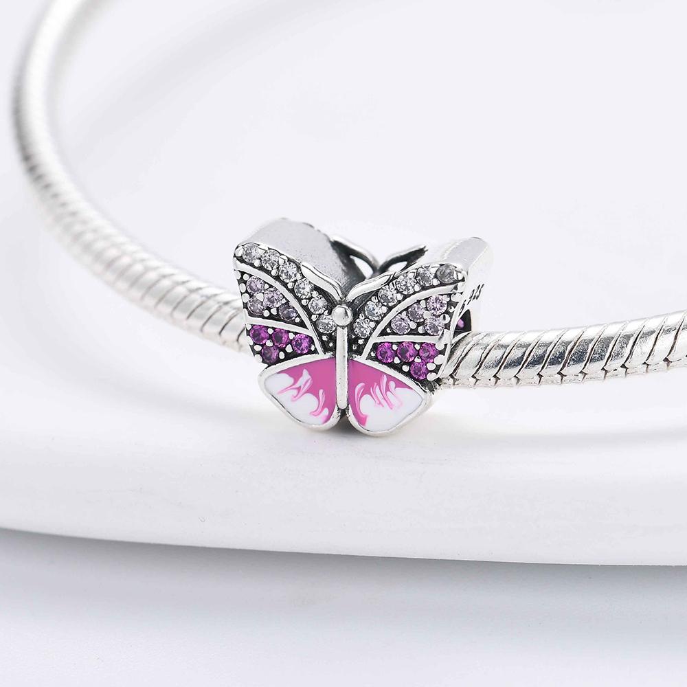 The New Copper Charm Early Spring Colorful Butterfly Rose Fits Authentic Bracelets Accessory Women Jewellery High Quality