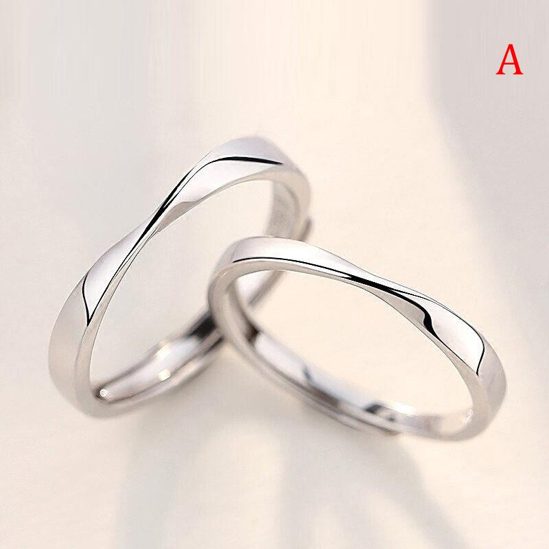 

1Pair Couple Ring Diamond Wedding Engagement Jewelry Adjustable Rings