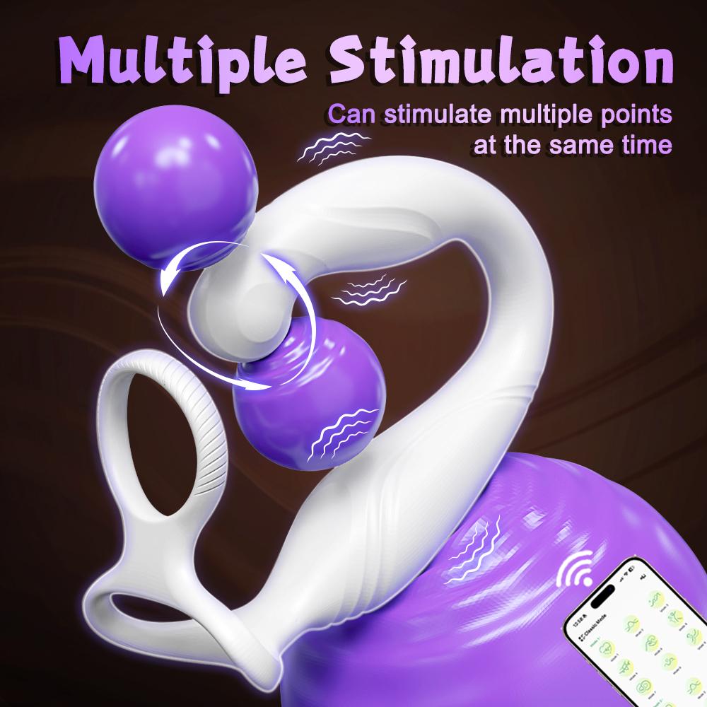 Wearable Male Rotating Prostate Massager Anal Vibrator Sex Toys Dual Penis Ring Cock Rings Anal Butt Plug Vibrators Anal Toys for Men 18+ Masturbator