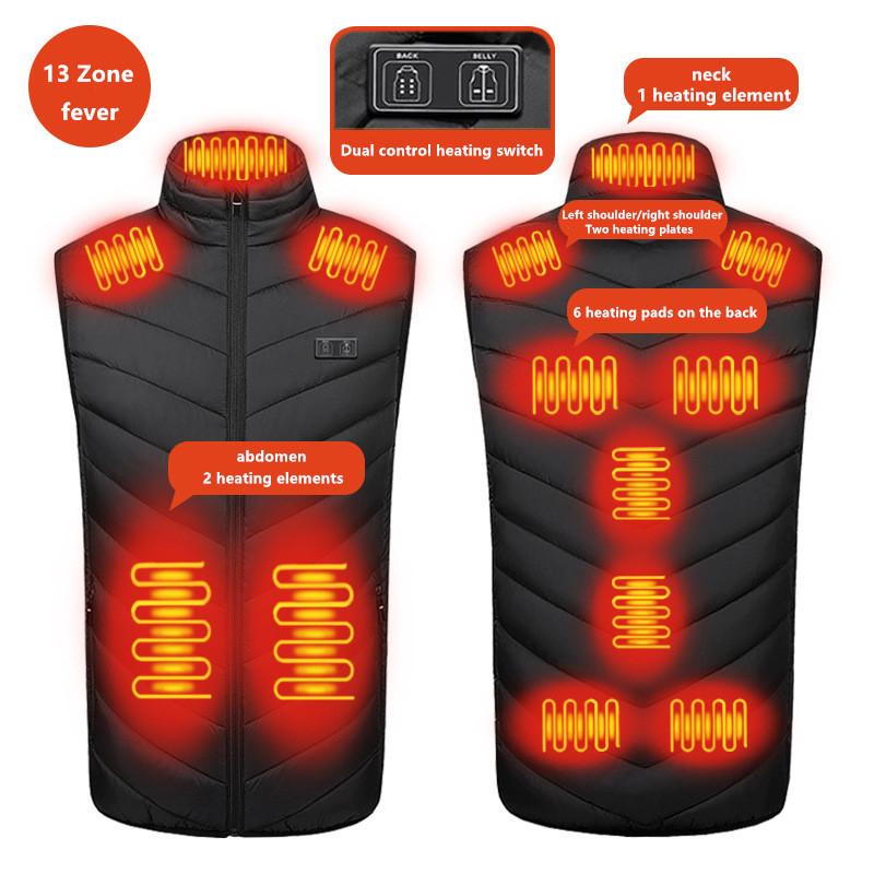 New Men'S Casual Stand Up Collar Outdoor Warm Electric Vest Winter Usb Port Intelligent Heating Sleeveless Coat(No Power Bank)