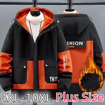 Winter Plus Size Cotton Coat for Fat Men and Teenagers Plus Velvet To Keep Warm and Thickened Coat Loose Fat Man's Cotton Coat for Men 4XL-10XL