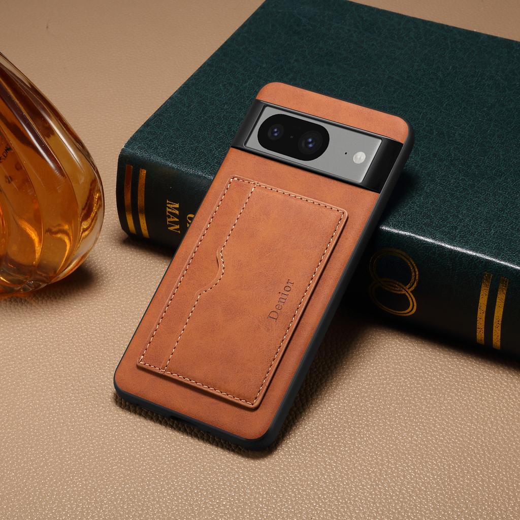 DENIOR For Google Pixel 8 Case Retro Leather+TPU+PC Card Holder Phone Cover