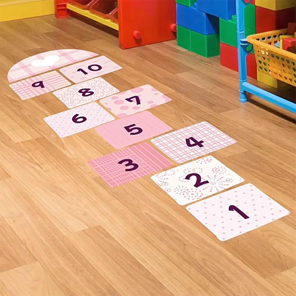PVC Cartoon Number Grids Self-adhesive Flooring Decals Creative Wall Art  Kid's Room