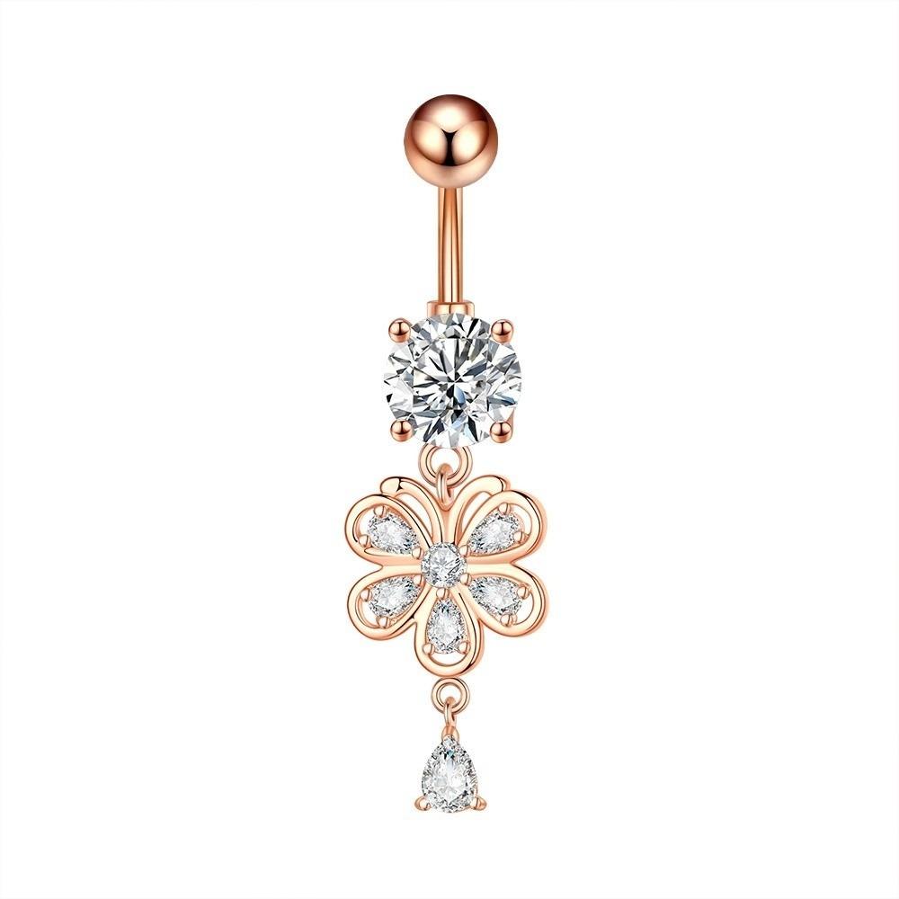 Butterfly Belly Piercings Stainless Steel Zircon Navel Ring Fashion Belly Button Rings  Girl