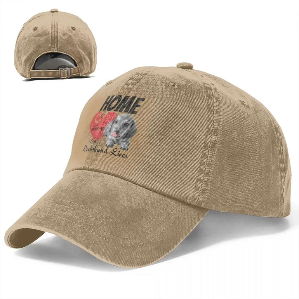 Home Is Where The Dachshund Lives Baseball Cap Unisex Distressed Cotton Snapback Hat Dog Activities Adjustable Fit Caps Hat