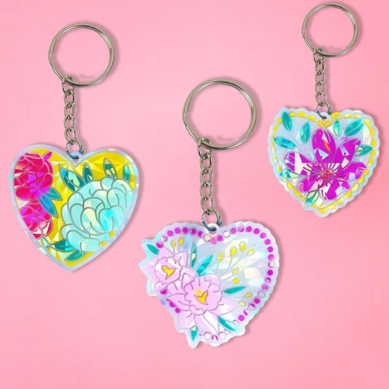 Holographic Heart Mold Silicone Jewelry Pendant Resin Mold Sparkling Flower Epoxy Mold Earring Charm Mold DIY Craft