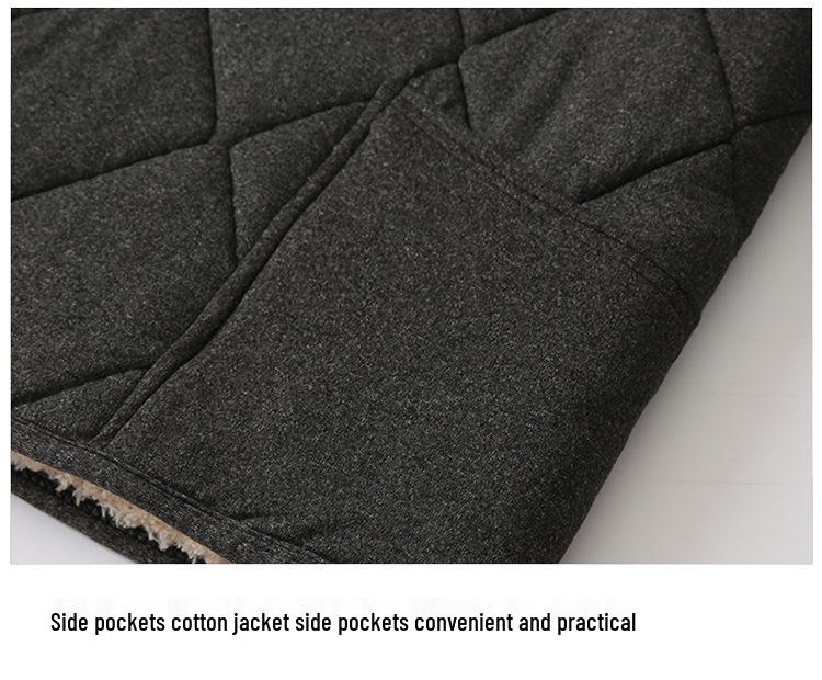 Men's Lambswool Winter Set: Warm Cotton Jacket and Pants for Elderly, Multi-Pocket Design