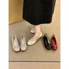 Round Head Patent Leather Single Shoes Summer Bow Flat Bottom Red Shoes Ladyshoes
