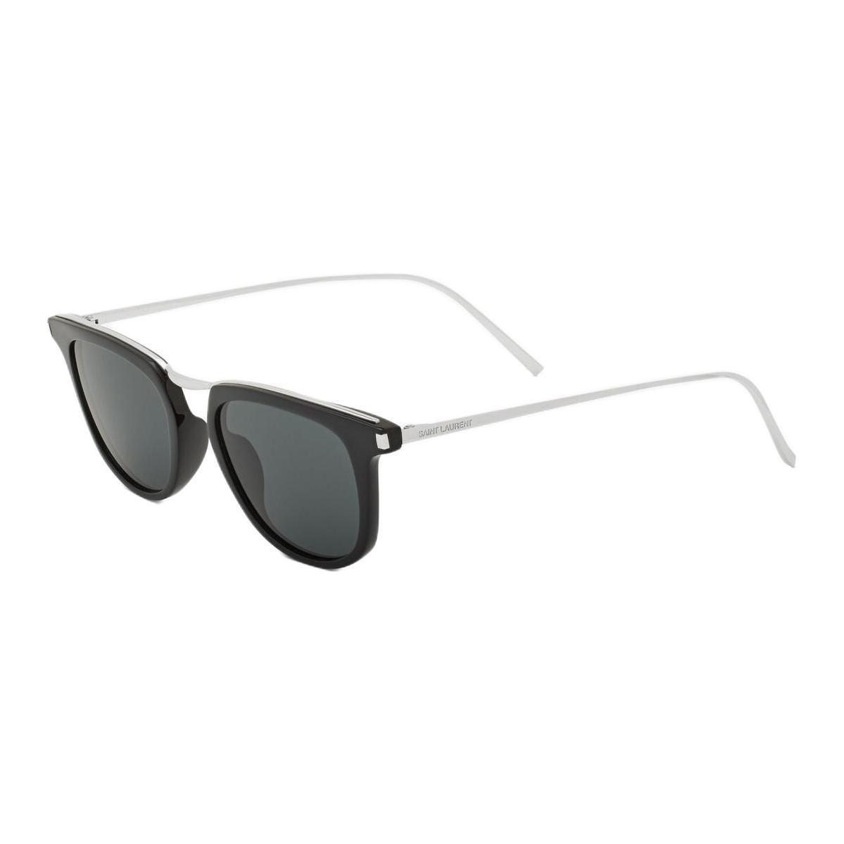 

Saint Laurent Oval Sunglasses With Logo Unisex sunglasses Silver Black 810623-Y9968-1006 Basic Packaging-Eyeglass Case,50,Silver/Black