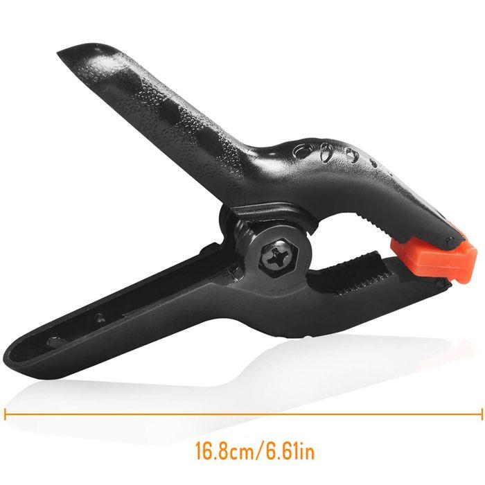 Pince à ressort - ZEAICOS - Lot de 4 - 5,1 cm - Plastique dur - Noir