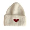Fashionable Acrylic Beanie Hat With Embroidered Heart Design And Insulation For Cold Seasons