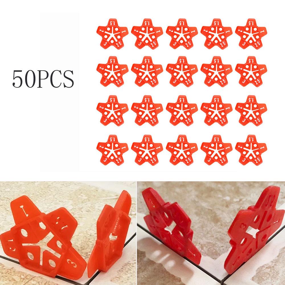 50 Stück Fliesen Nivelliersystem Abstandshalter Clips für Boden Wand Fuge 1-3mm Bauwerkzeug Roter PE-Kunststoff Wiederverwendbar
