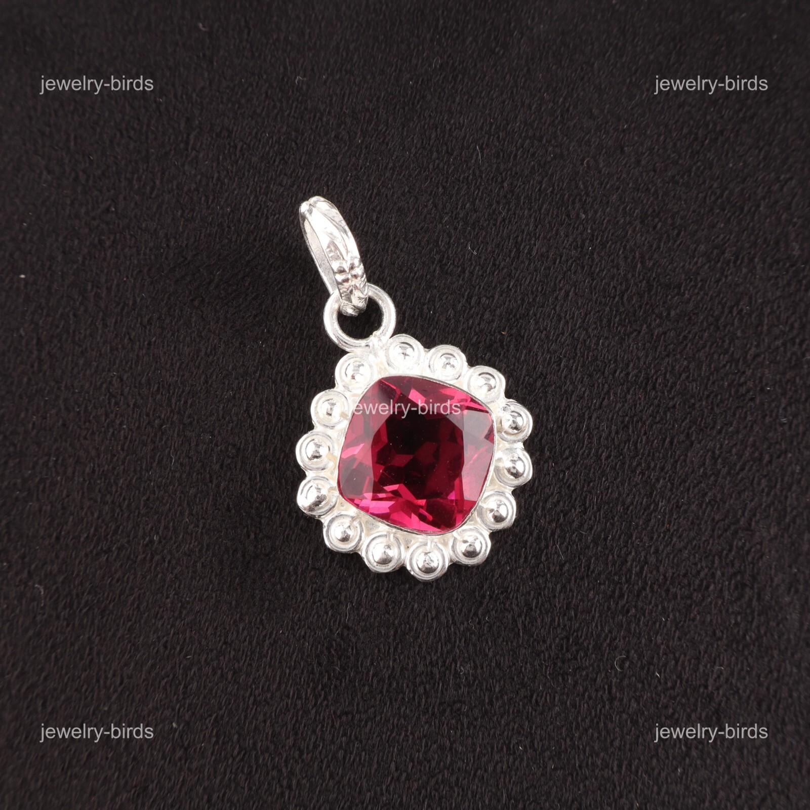 

Pink Tourmaline Gemstone Sterling Silver Art Deco Wedding Gift Pendant Jewelry PP-34-18