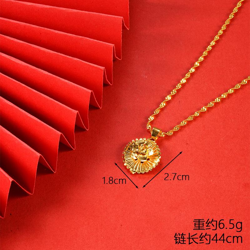 Vietnamese gold-plated necklace for women, long-lasting color, vintage heart-shaped imitation gold jewelry, copper alloy accessory, new clavicle