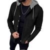 Men's  Waverg  Single-Row Buckle  Hooded Hood  Leisure  Cardigan  Coat