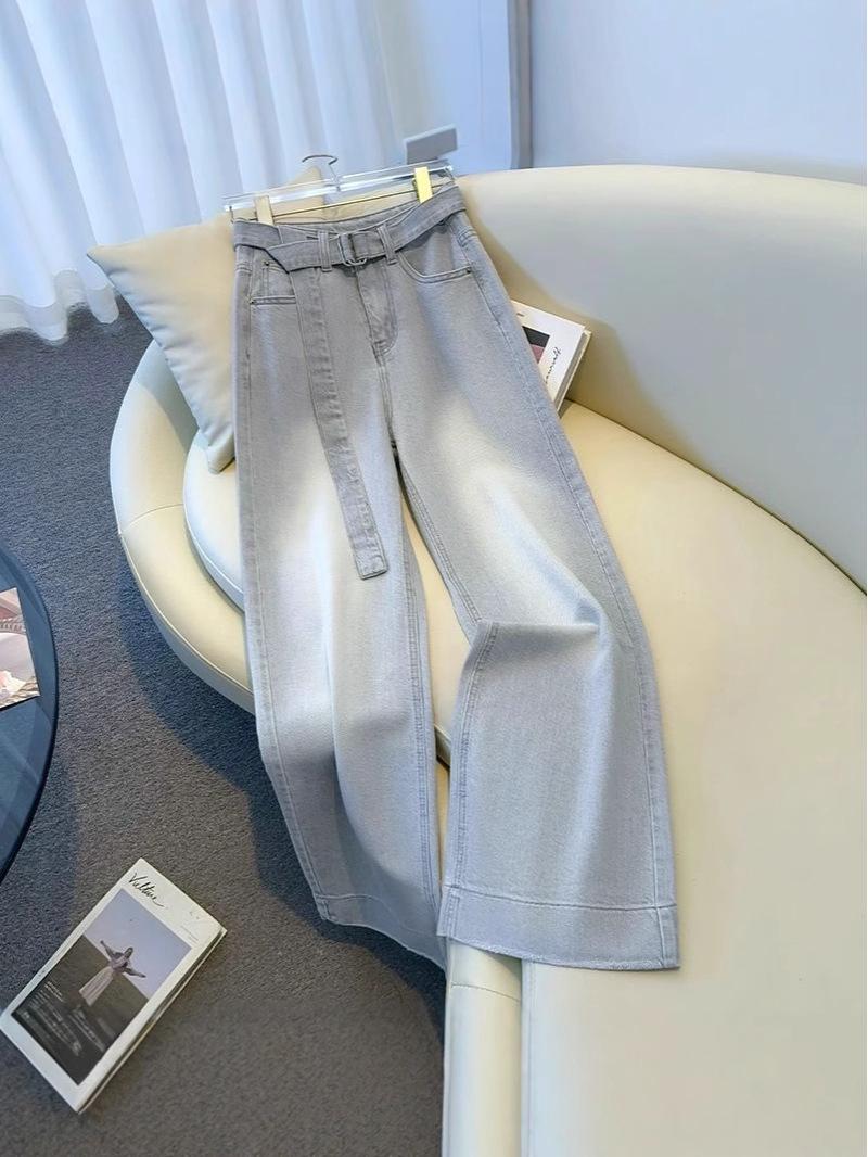 

Unisex High-Quality Light Gray-White Wide-Leg Jeans, Early Spring 2025 Edition XS