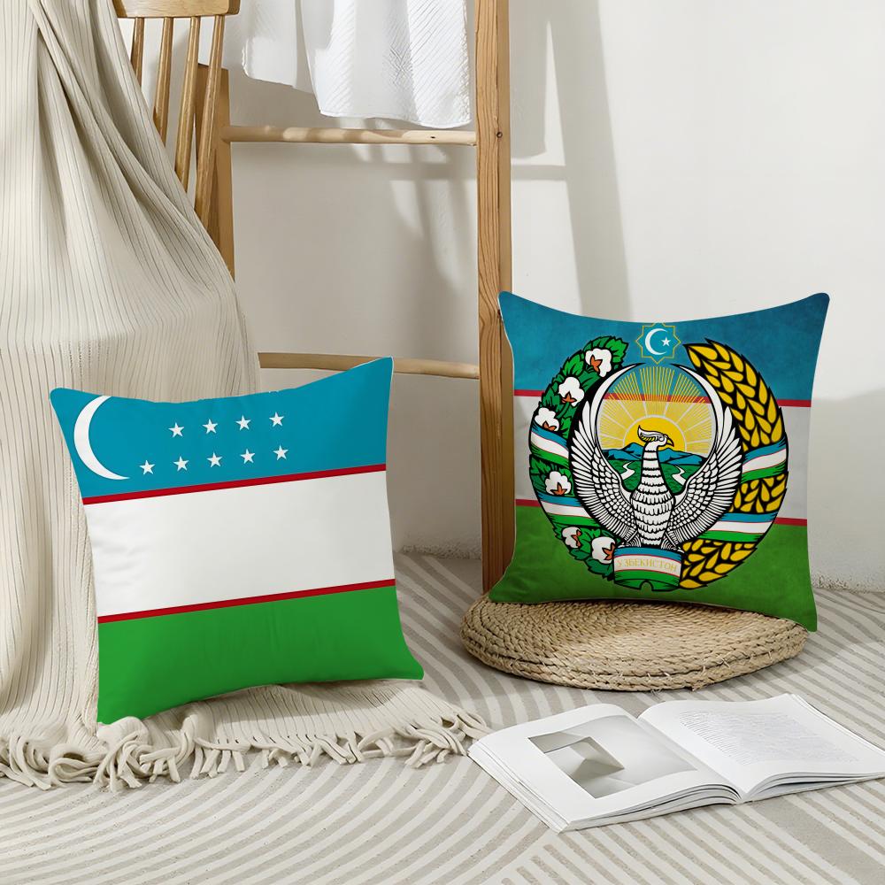Uzbekistan Uzb Flag Cushion Cover Eco-Friendly Odorless Healthy Pillowcase Soft & Comfortable Kid-Safe No Filling
