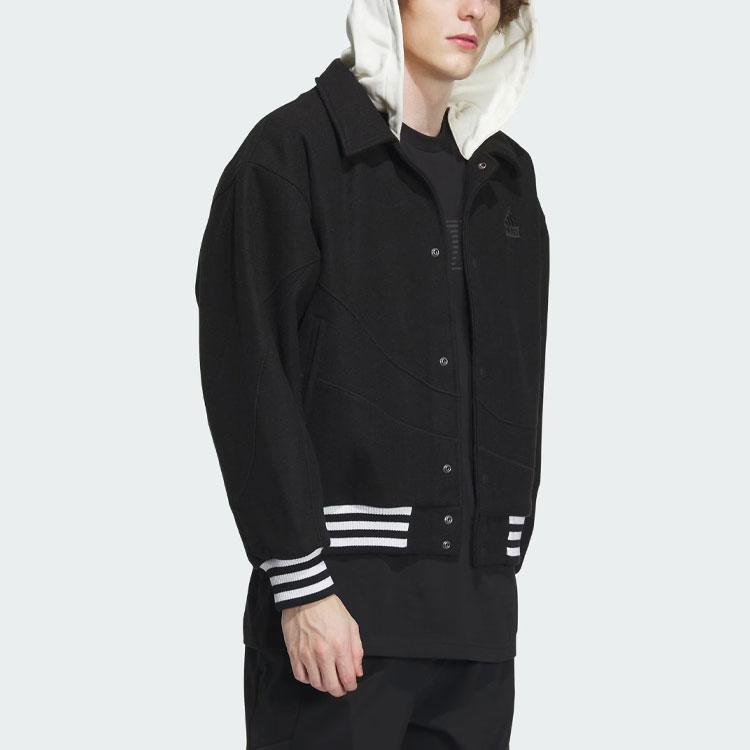 Adidas Dragon Pattern Embroidered Sports Casual Loose Hooded Jacket Men Outerwear Black IT0209