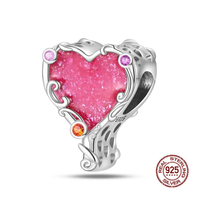 Original Charms Copper Pink Girly Heart-Shaped Charms Bead Fit 3Mm Original Bracelet Womens Diy Fine Jewelry Gifts