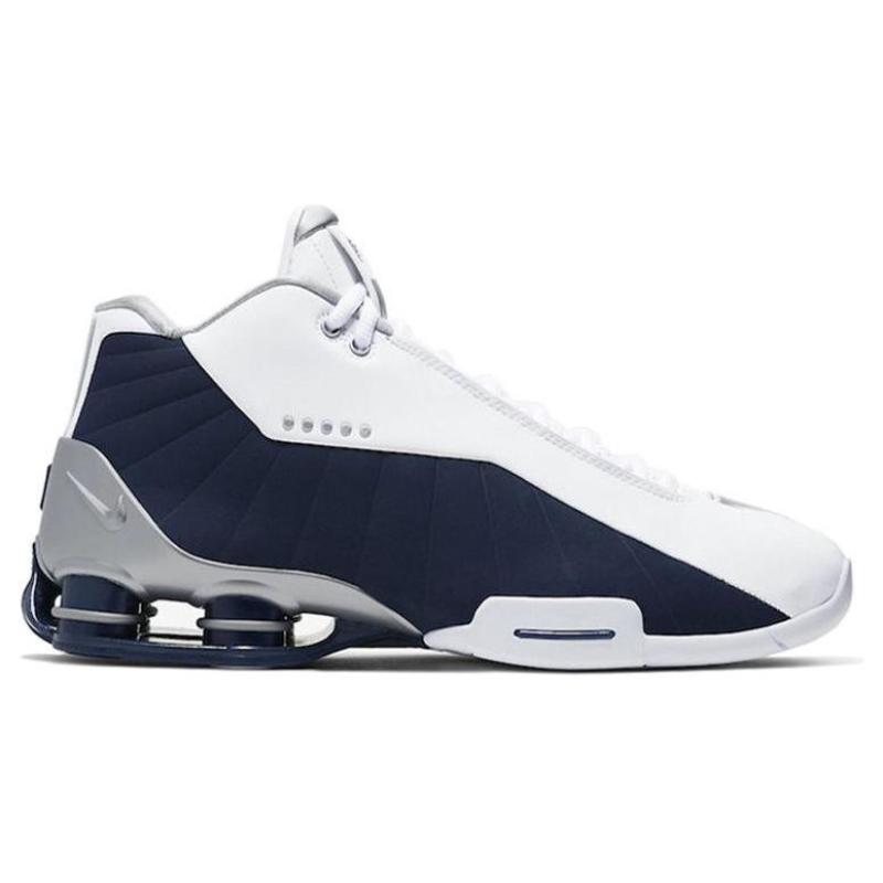 Nike Shox BB4 White Silver Navy Sneakers AT7843-100