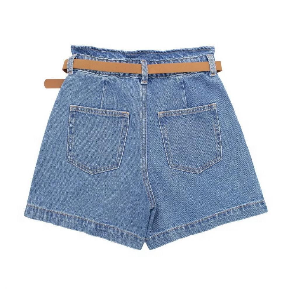 Summer European & American Women's Belted Casual Denim Shorts