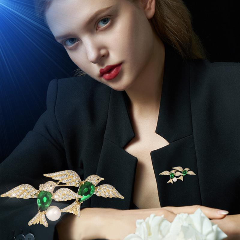 Mode Exquisite Doppelte Fliegende Vögel Broschen Für Damen Kleidung Mantel Schmuck Accessoires Geschenke
