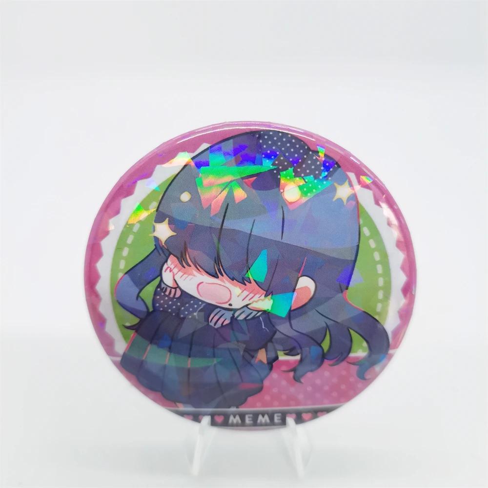 100 Girls You Cartoon Anime 58mm Laser Brooch Pin Characters Yoshimoto Shizuka Eiai Nano Pendant Jewelry