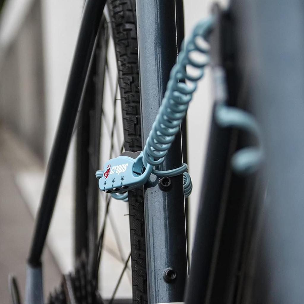 Crops Shape Memory Coil Cable Bicycle 2mm Double X 1800mm Q-BIRO Lock, 3-Digit Dial, CP-SPD04-BR-31 (Indigo Blue)