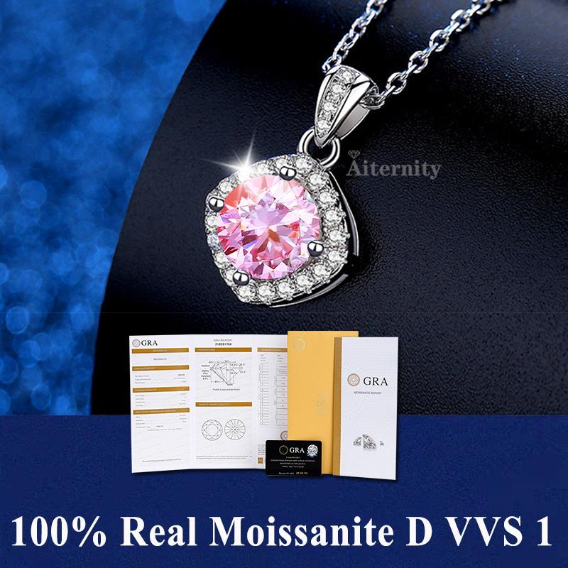 S925 Sterling Silver High Jewellery 100% Moissanite Pendant Necklace D Colour with GRA Certificate for Ladies' Wedding, Party