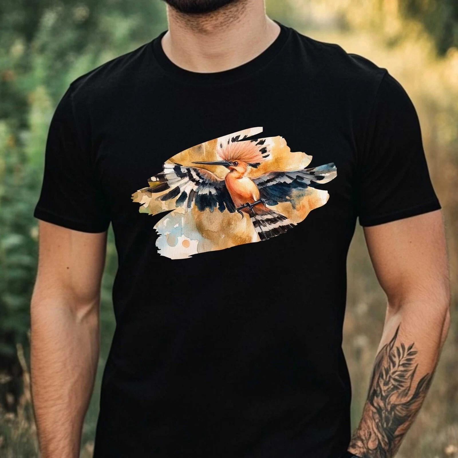 T-Shirt Herren Aquarell Vogel Motiv Baumwolle Größe XS bis 5XL XL