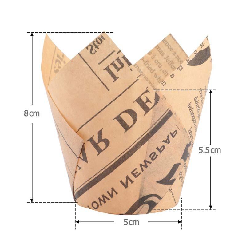 Tulip Cupcake Wrapping Paper Oil-Proof Bread Holder Newspaper Cup Printing English Goblet Of Fire 200