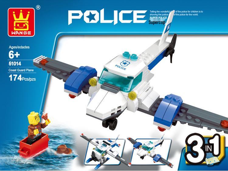 Wange City Police Airplane Building Blocks - Parent-Child Interactive Toy